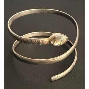 Vintage Mexican Silver Snake Bracelet Wrap Around Abalone